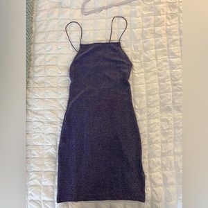 H&M purple sparkly mini bodycon dress size small S